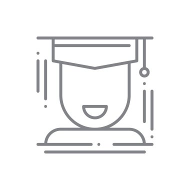 Havan Kurulunun Eğitim ikonu, siyah taslak tarzıyla. Şapka, eğitim, şapka, üniversite, mezuniyet, üniversite, mezun. Vektör illüstrasyonu