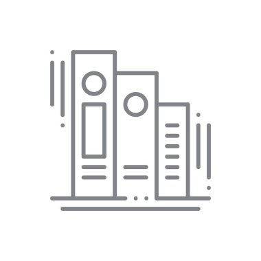 Siyah taslak biçimli Arşiv Eğitim simgesi. belge, kağıt, klasör, düzenleme, sayfa, veri, depolama. Vektör illüstrasyonu