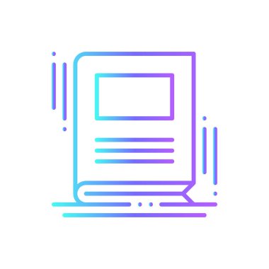 Mavi duoton stili Kitap Eğitimi ikonu. Eğitim, kütüphane, edebiyat, ders kitabı, kağıt, sözlük, bilgi. Vektör illüstrasyonu