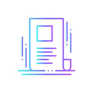 Kağıt Eğitim ikonu, mavi duoton tarzında. belge, sayfa, not, sayfa, mesaj, form, metin. Vektör illüstrasyonu