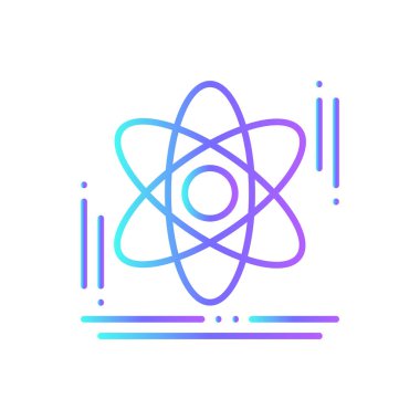 Mavi duoton tarzı bilim eğitimi ikonu. Kimya, molekül, kimyasal, DNA, bilimsel, atom, deney. Vektör illüstrasyonu