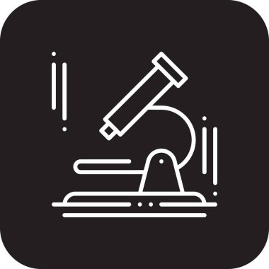 Siyah çizgili mikroskop eğitim ikonu. Laboratuvar, araştırma, biyoloji, bilim, laboratuvar, bilimsel, kimya. Vektör illüstrasyonu