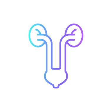 Mavi duoton tarzı böbrek dijital sağlık ikonu. anatomi, insan, organ, vücut, üroloji, anatomik, mide. Vektör illüstrasyonu