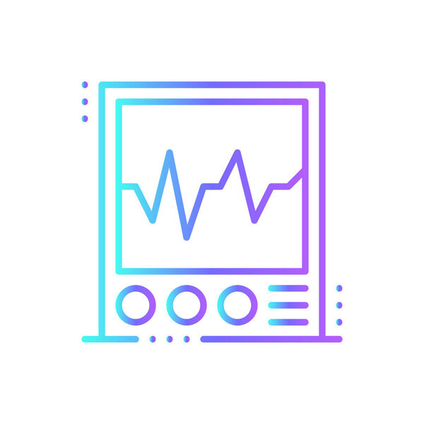 Cardiogram Digital Healthcare icon with black outline style. care, cardiology, hospital, heart, diagnosis, electrocardiogram, heartbeat. Vector illustration