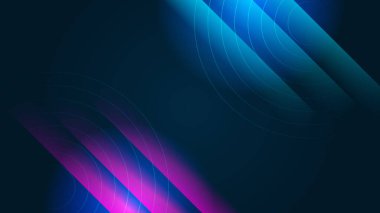 Modern dijital iş teknolojisi mavi ve mor soyut tasarım arka planı hız ışıkları, çizgiler, çizgiler, noktalar, parçacıklar ağ ve dalga veri hatları ile