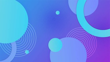 Modern mavi ve mor eğimli arka plan, dairesel geometrik yaratıcı ve asgari eğim kavramlarıyla. Vektör soyut grafik tasarım sancak deseni sunum arkaplan şablonu.