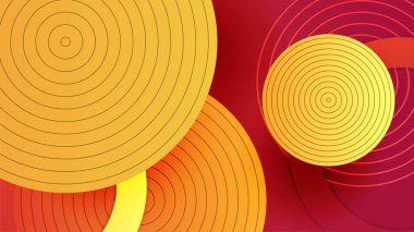Çember geometrik yaratıcı ve asgari gradyan konsepte sahip soyut kırmızı ve turuncu arkaplan. Sunum tasarımı, el ilanı, sosyal medya kapağı, web afişi, teknoloji afişi için modaya uygun taze renk