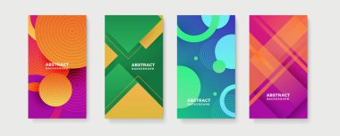 Renkli soyut arka plan. Metin için kopya alanı olan asgari moda tarzında soyut yaratıcı arka planların vektör kümesi - sosyal medya hikayeleri için tasarım şablonları
