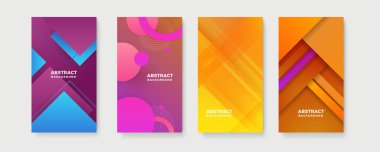 Renkli soyut arka plan. Metin için kopya alanı olan asgari moda tarzında soyut yaratıcı arka planların vektör kümesi - sosyal medya hikayeleri için tasarım şablonları