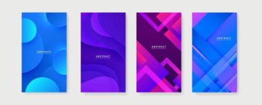 Sosyal medya şablonu için renkli bir geçmiş. Metin için kopya alanı olan asgari moda tarzında soyut yaratıcı arka planların vektör kümesi - sosyal medya hikayeleri için tasarım şablonları