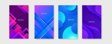Sosyal medya şablonu için renkli bir geçmiş. Metin için kopya alanı olan asgari moda tarzında soyut yaratıcı arka planların vektör kümesi - sosyal medya hikayeleri için tasarım şablonları