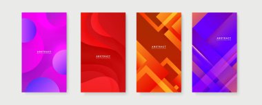 Renkli soyut arka plan. Metin için kopya alanı olan asgari moda tarzında soyut yaratıcı arka planların vektör kümesi - sosyal medya hikayeleri için tasarım şablonları