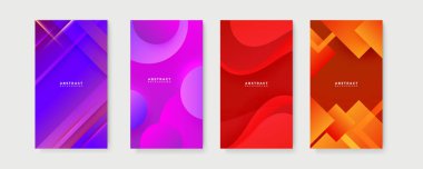 Renkli soyut arka plan. Metin için kopya alanı olan asgari moda tarzında soyut yaratıcı arka planların vektör kümesi - sosyal medya hikayeleri için tasarım şablonları