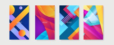 Sosyal medya şablonu için renkli bir geçmiş. Metin için kopya alanı olan asgari moda tarzında soyut yaratıcı arka planların vektör kümesi - sosyal medya hikayeleri için tasarım şablonları