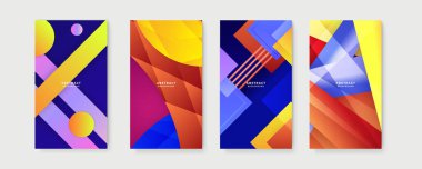 Renkli soyut arka plan. Metin için kopya alanı olan asgari moda tarzında soyut yaratıcı arka planların vektör kümesi - sosyal medya hikayeleri için tasarım şablonları