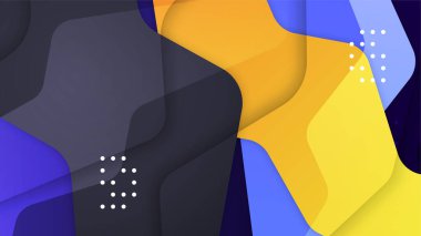 Üst üste binen desenli katman ve geometrik şekilli renkli soyut 3d boyut arkaplanı