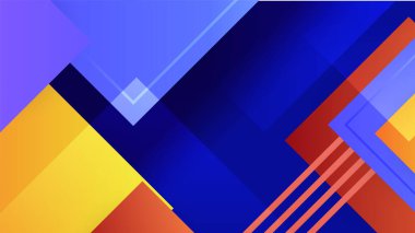 Üst üste binen desenli katman ve geometrik şekilli renkli soyut 3d boyut arkaplanı