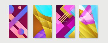Renkli soyut arka plan. Metin için kopya alanı olan asgari moda tarzında soyut yaratıcı arka planların vektör kümesi - sosyal medya hikayeleri için tasarım şablonları