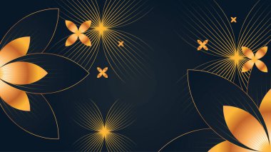 Parlak çiçekli, siyah ve altın renkli bir arka plan. Siyah bronz çizgili koyu renkli arka plan