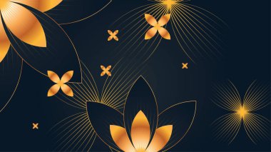 Parlak çiçekli, siyah ve altın renkli bir arka plan. Siyah bronz çizgili koyu renkli arka plan