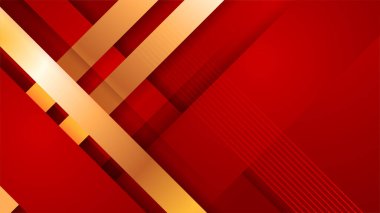 Soyut kırmızı ve altın geometrik şekiller arka plan