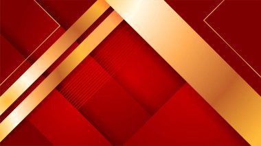 Soyut kırmızı ve altın geometrik şekiller arka plan