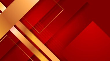 Soyut kırmızı ve altın geometrik şekiller arka plan