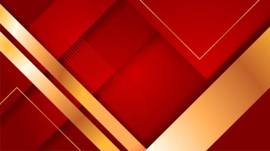 Soyut kırmızı ve altın geometrik şekiller arka plan
