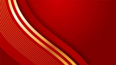 Soyut kırmızı ve altın geometrik şekiller arka plan