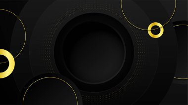 Parlak daireli soyut siyah ve altın şekiller