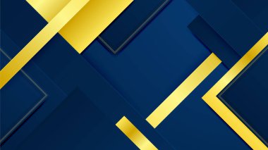 Geometrik çizgi şekilli soyut altın ve mavi arkaplan