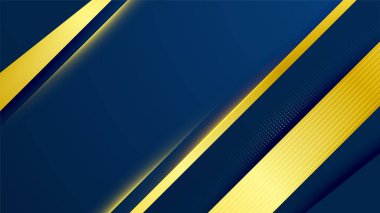 Geometrik çizgi şekilli soyut altın ve mavi arkaplan