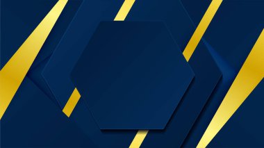 Geometrik çizgi şekilli soyut altın ve mavi arkaplan