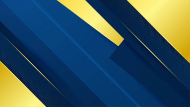 Geometrik çizgi şekilli soyut altın ve mavi arkaplan