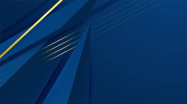 Geometrik çizgi şekilli soyut altın ve mavi arkaplan