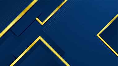 Geometrik çizgi şekilli soyut altın ve mavi arkaplan