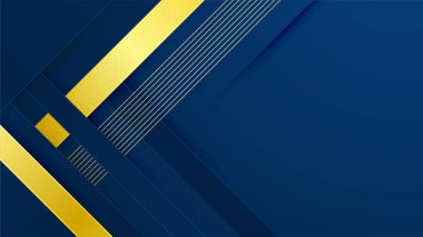 Geometrik çizgi şekilli soyut altın ve mavi arkaplan