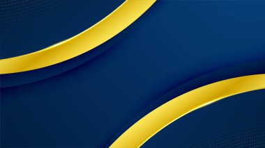 Geometrik dalga çizgisi şekilli soyut altın ve mavi arkaplan