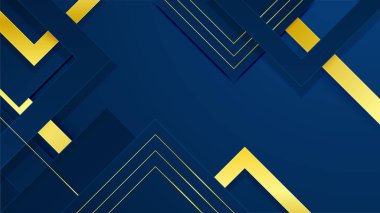 Geometrik çizgi şekilli soyut altın ve mavi arkaplan