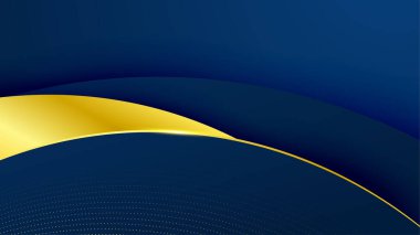 Geometrik dalga çizgisi şekilli soyut altın ve mavi arkaplan