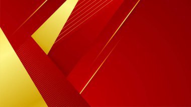 Soyut kırmızı ve altın geometrik arkaplan