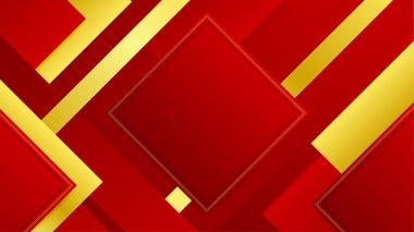 Soyut kırmızı ve altın geometrik arkaplan