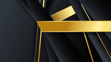 Soyut siyah ve altın çizgiler lüks arka plan