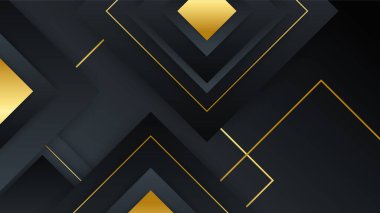 Soyut siyah ve altın renkli lüks geometrik şekiller arka plan