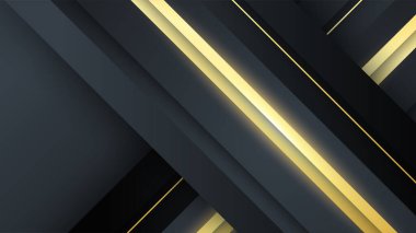 Soyut siyah ve altın renkli lüks geometrik şekiller arka plan