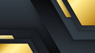 Soyut siyah ve altın renkli lüks geometrik şekiller arka plan