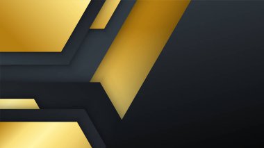 Soyut siyah ve altın renkli lüks geometrik şekiller arka plan