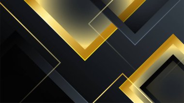 Soyut siyah ve altın renkli lüks geometrik şekiller arka plan
