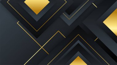 Soyut siyah ve altın renkli lüks geometrik şekiller arka plan