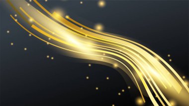 Soyut siyah ve altın renkli lüks geometrik şekiller eğri dalgalı arkaplan